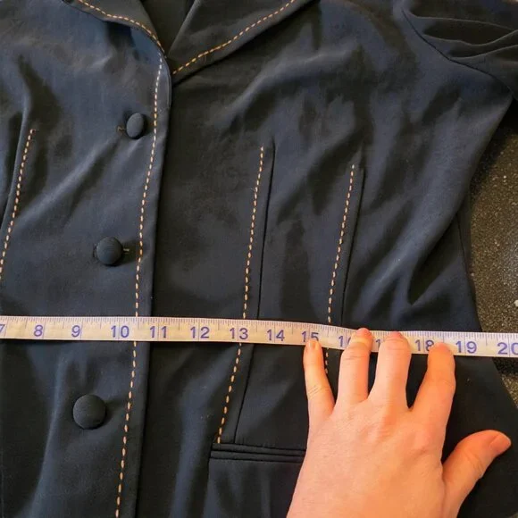 Sheri Martin New York Faux Suede Jacket Dark Green Size 14 Topstitch Blazer - Picture 13 of 16